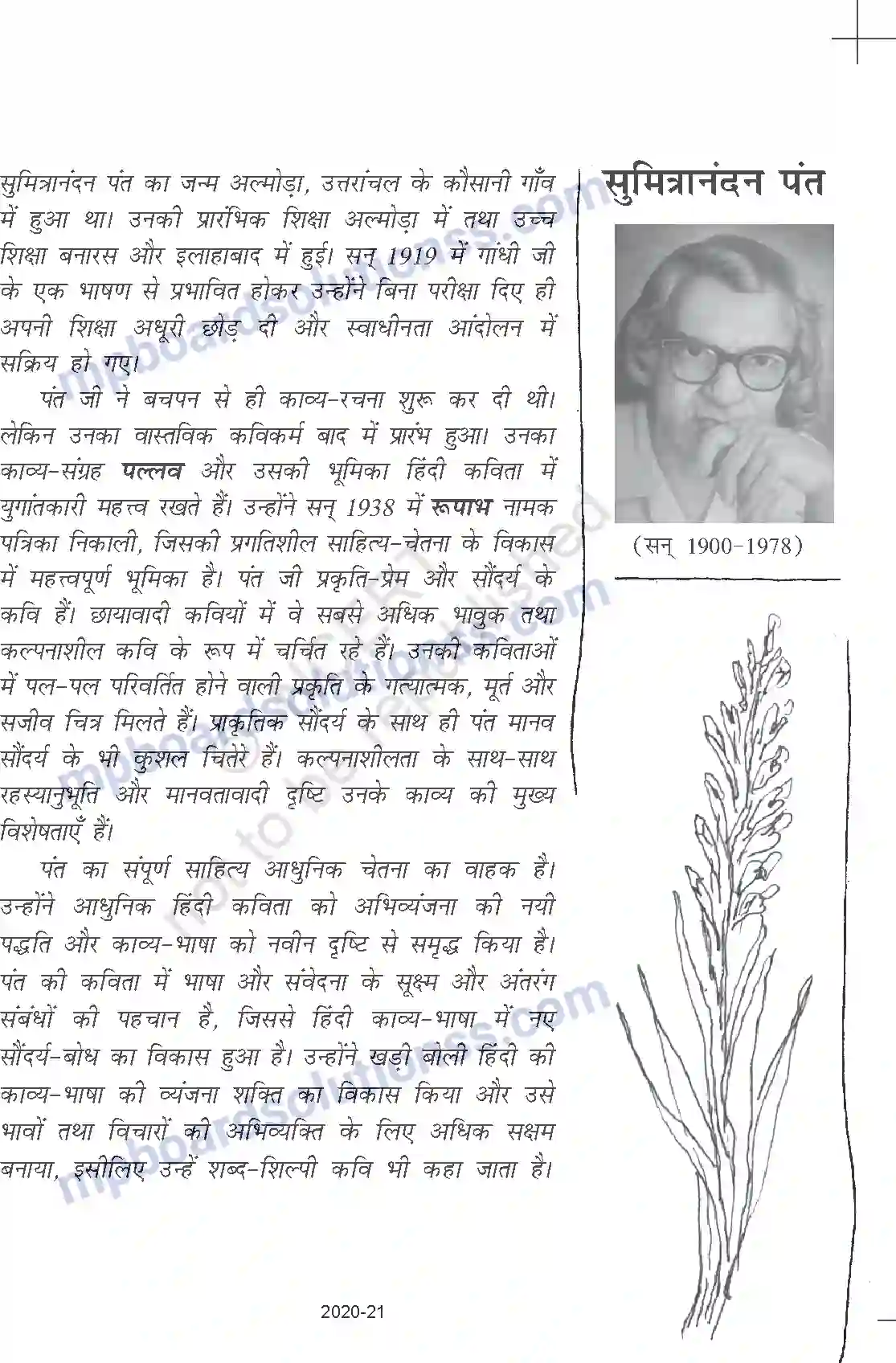 MP Board Book for Class 11 Hindi सुमित्रनंदन पंत - संध्या के बाद Image 1