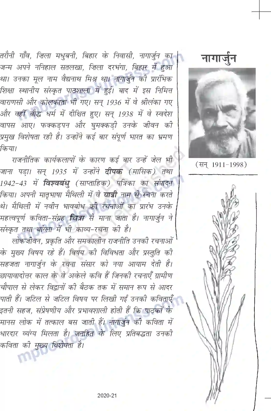 MP Board Book for Class 11 Hindi नागार्जुन - बादल को घिरते देखा है Image 1