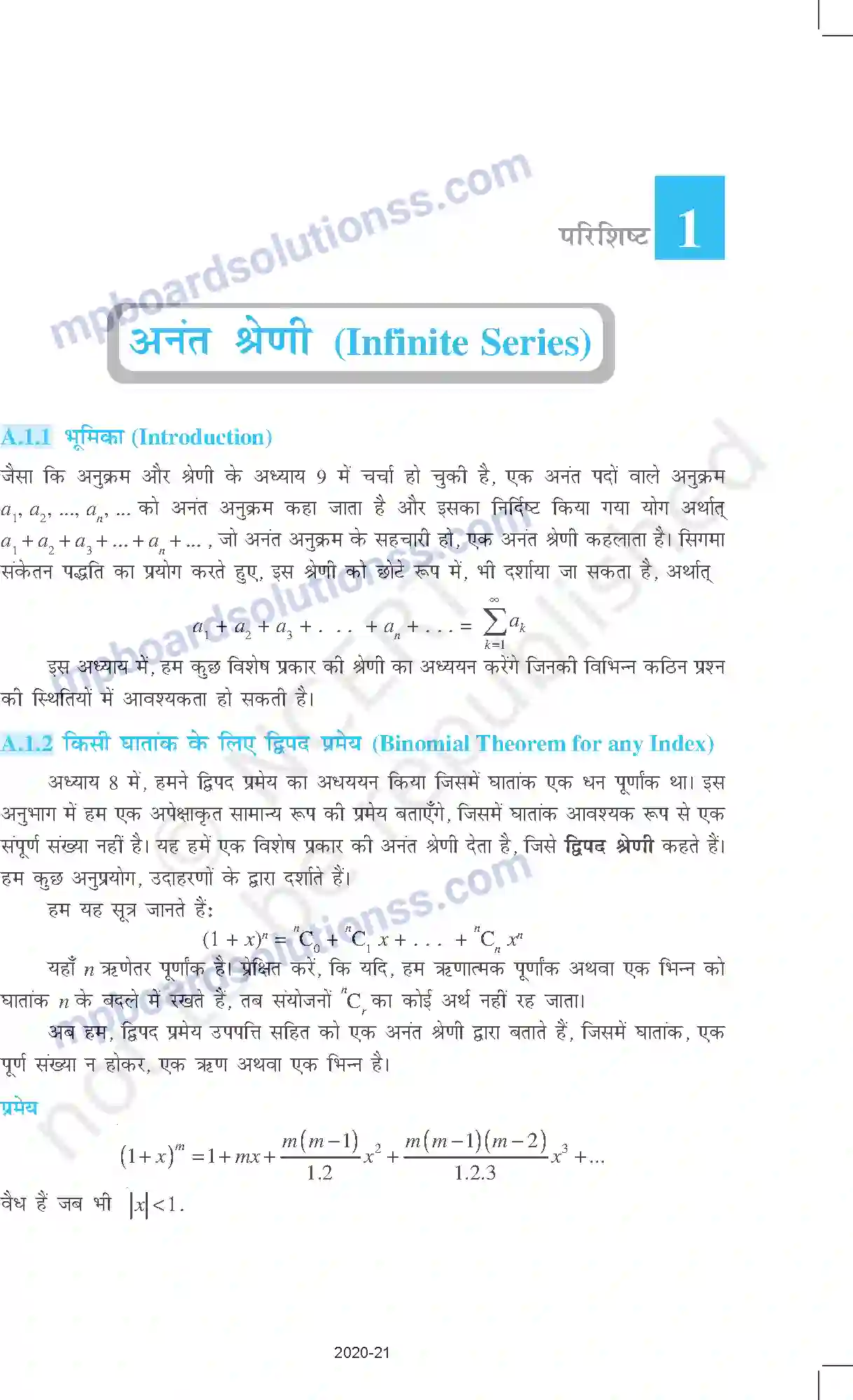 MP Board Book for Class 11 Mathematics परिशिष्ट 1 Image 1