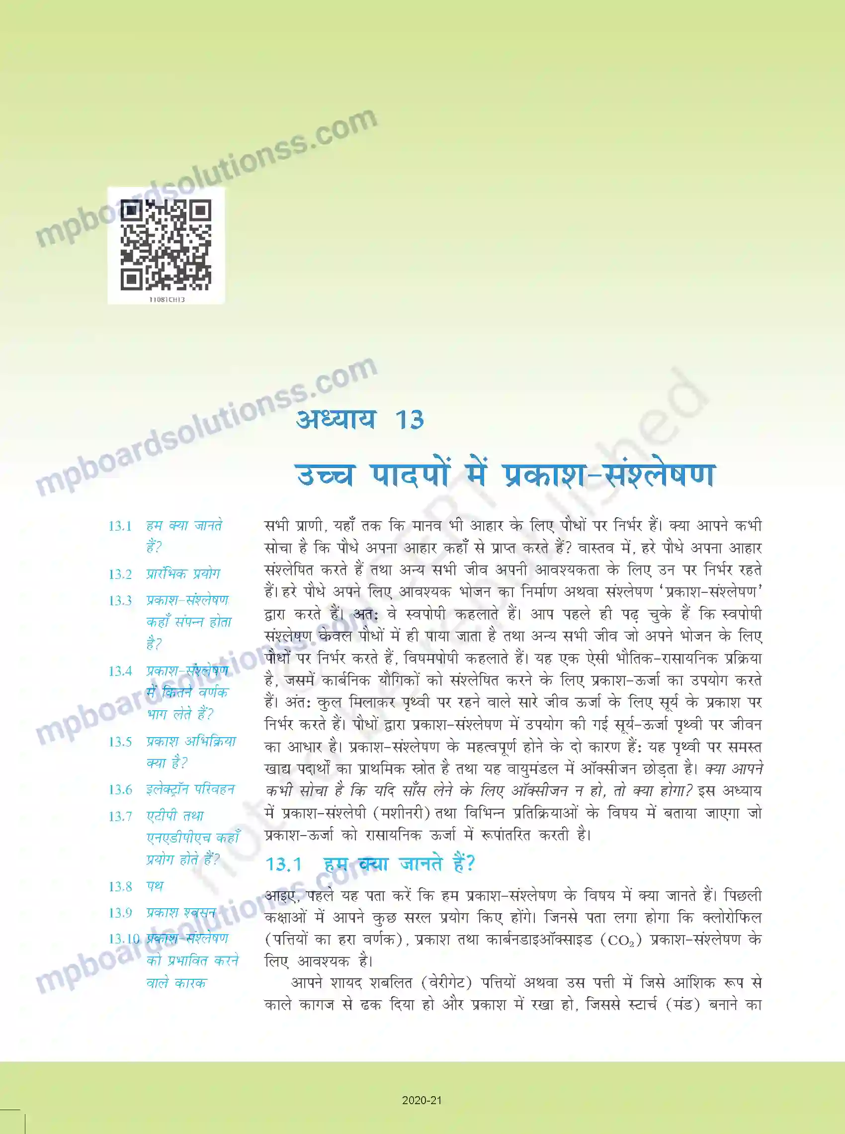 MP Board Book for Class 11 Biology उच्च पादपों में प्रकाश-संश्लेषण Image 1