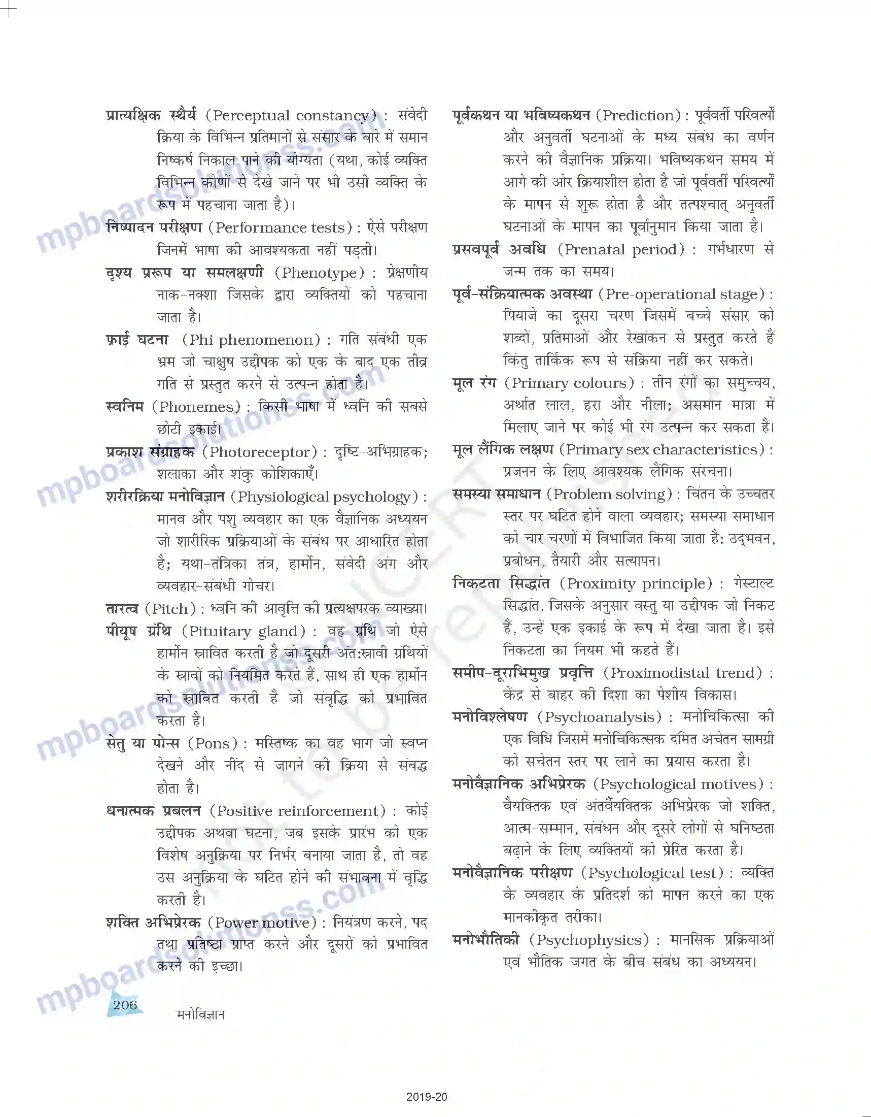 MP Board Book for Class 11 Psychology शब्दावली Image 11