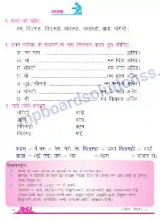 MP Board Book for Class 3 Sanskrit मम परिवारः Image 2