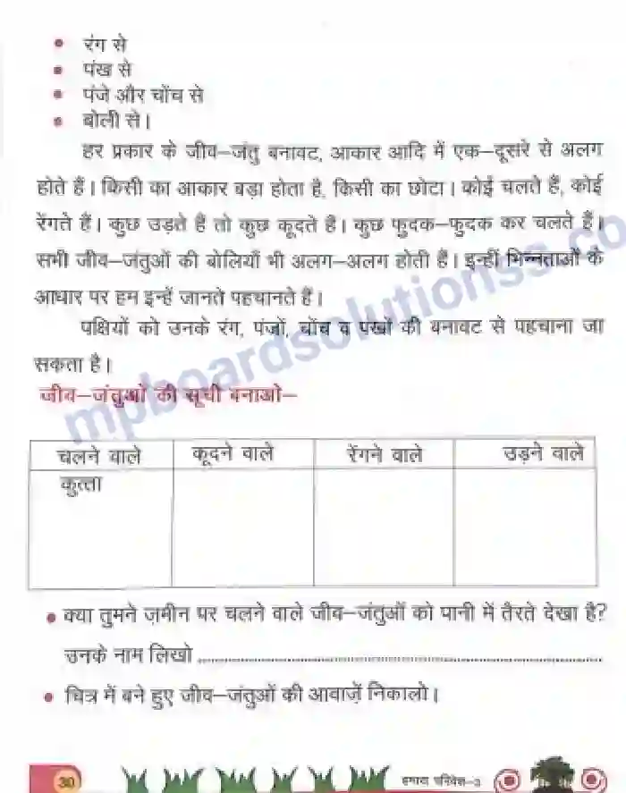 MP Board Book for Class 3 Environmental Studies परिवेशीय जीव जंतु Image 2