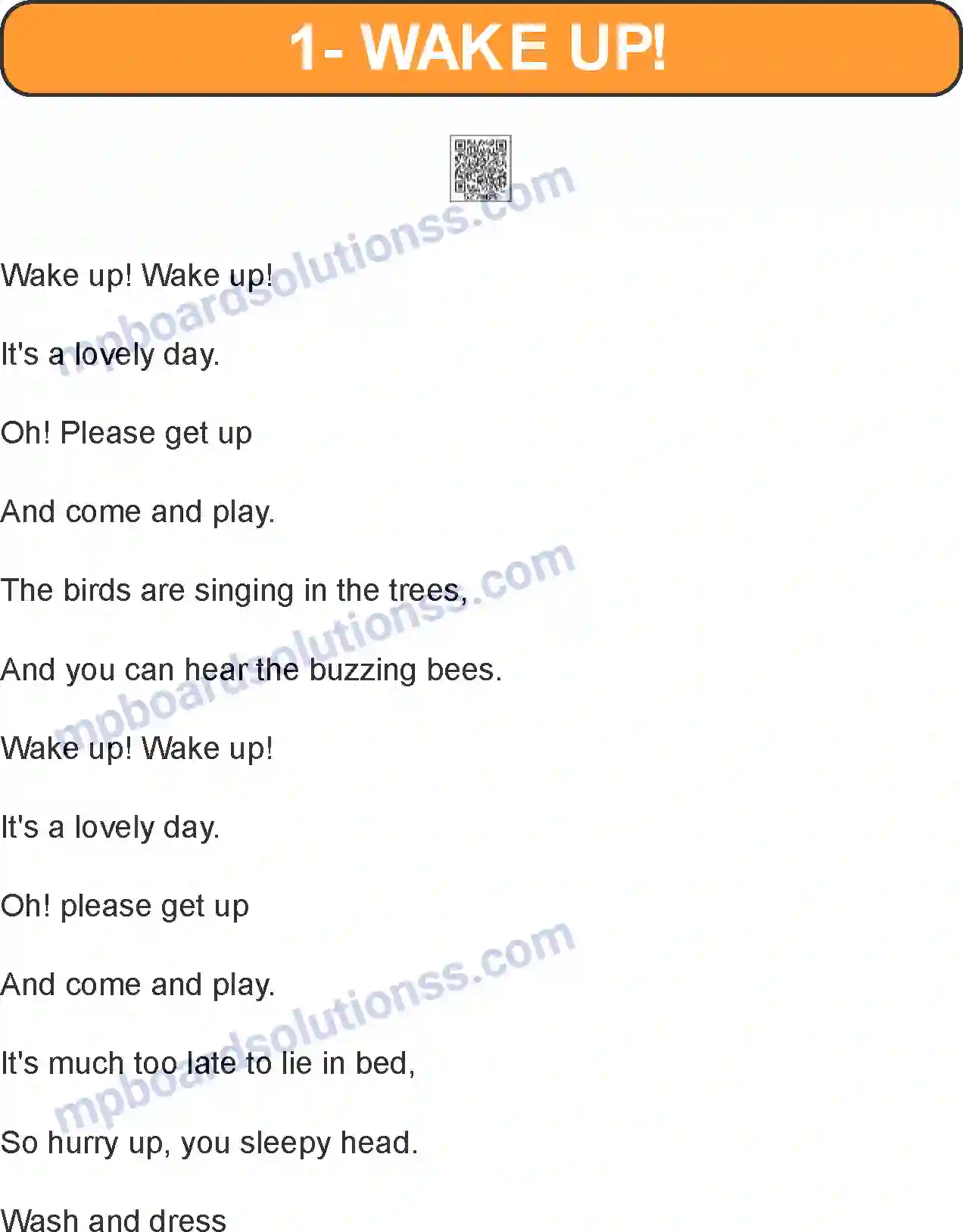 MP Board Book for Class 4 English Wake Up Image 1