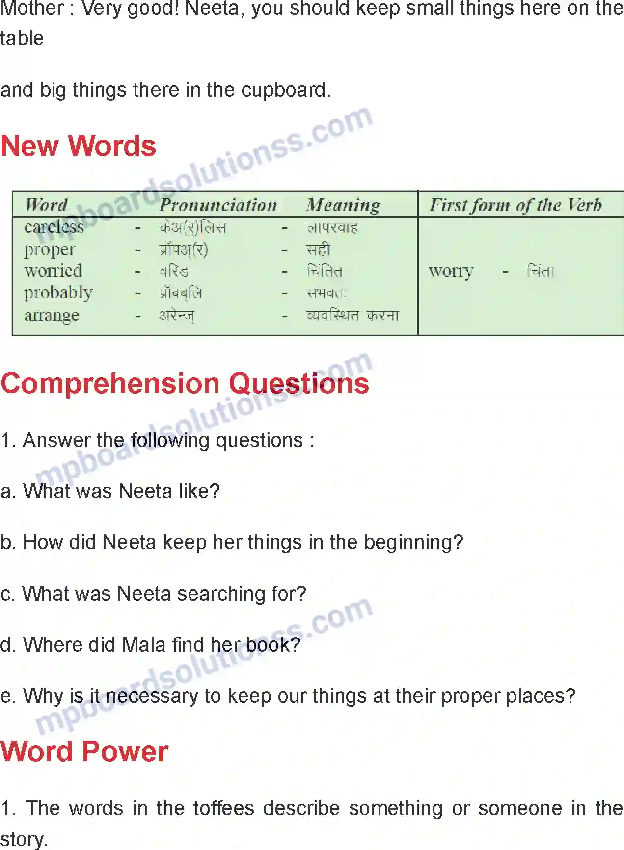 MP Board Book for Class 4 English Here And There Image 3