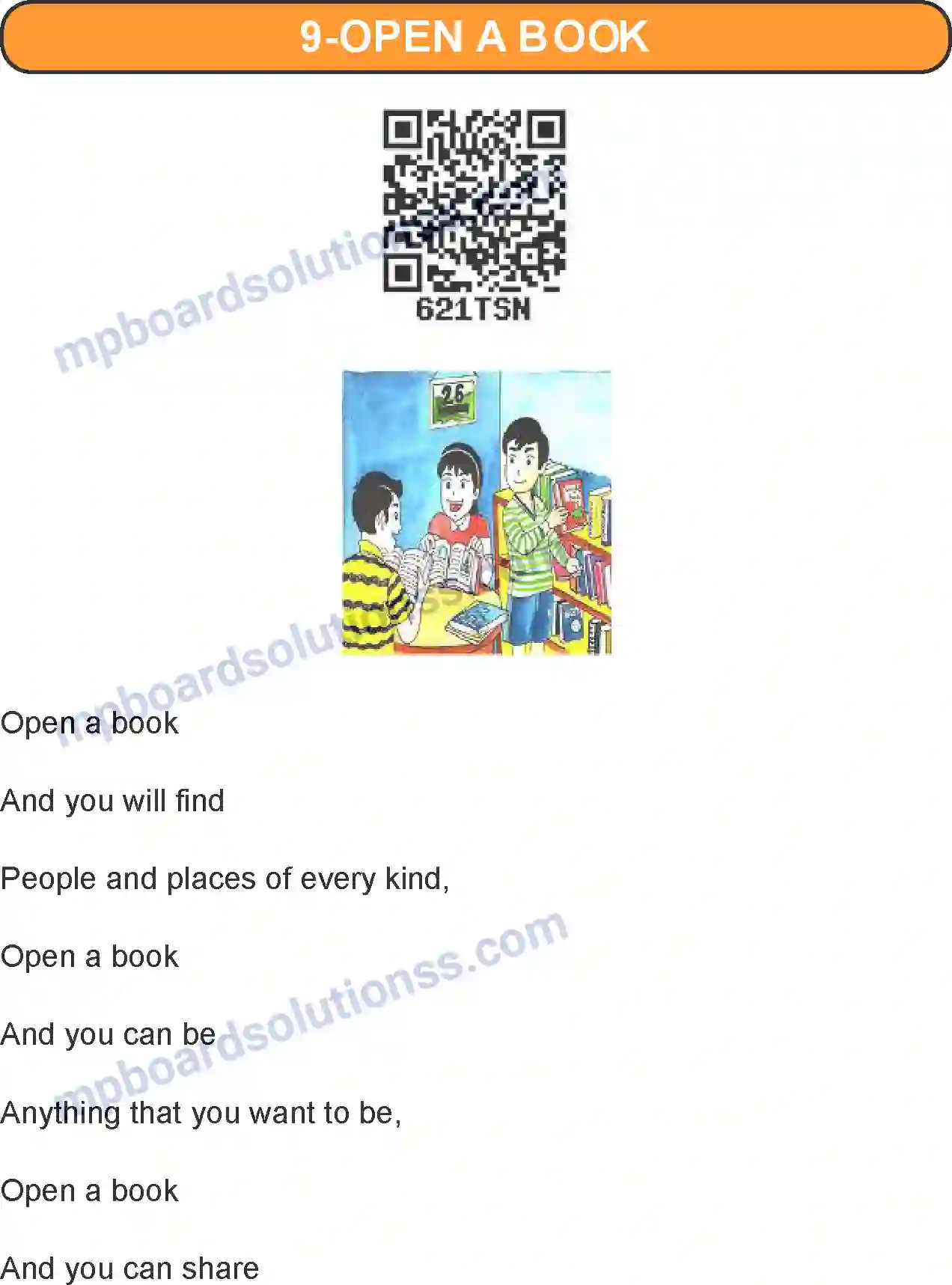 MP Board Book for Class 4 English Open A Book Image 1