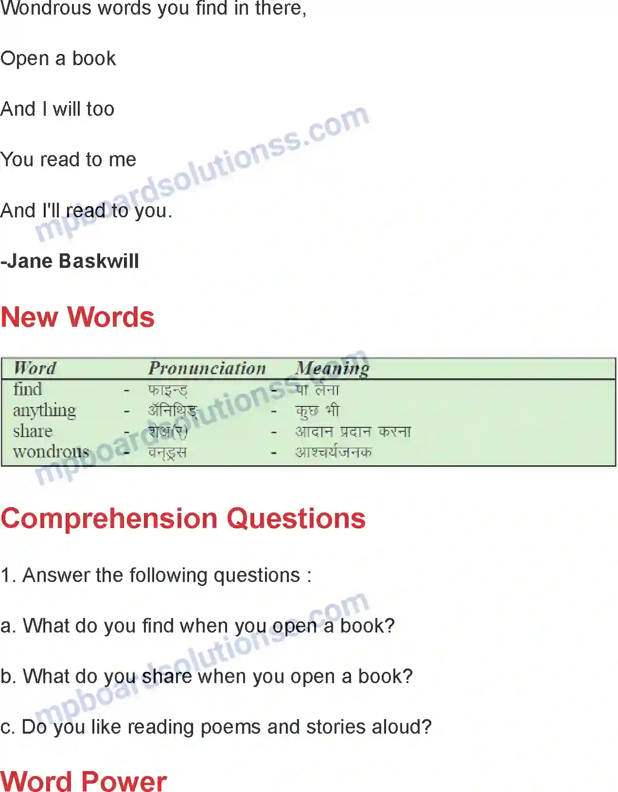 MP Board Book for Class 4 English Open A Book Image 2