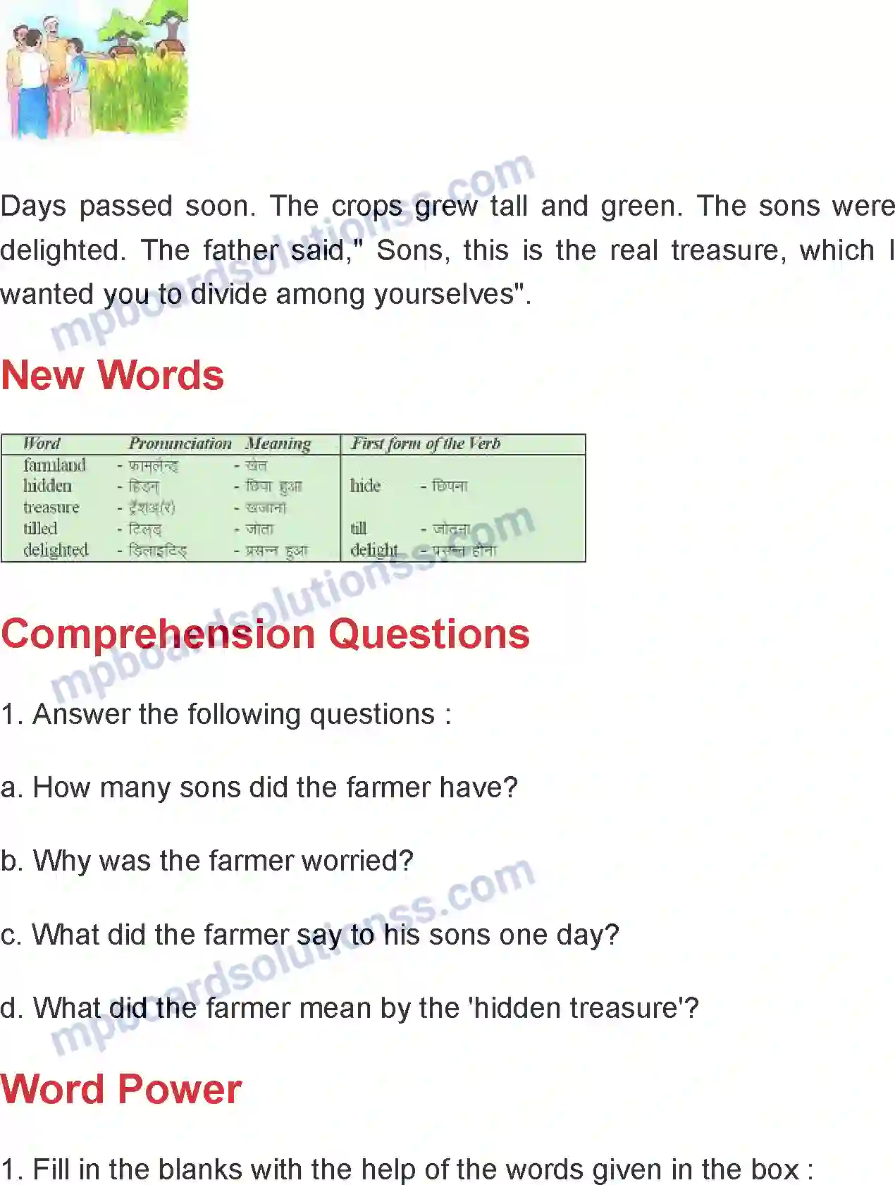 MP Board Book for Class 4 English Hidden Treasure Image 2