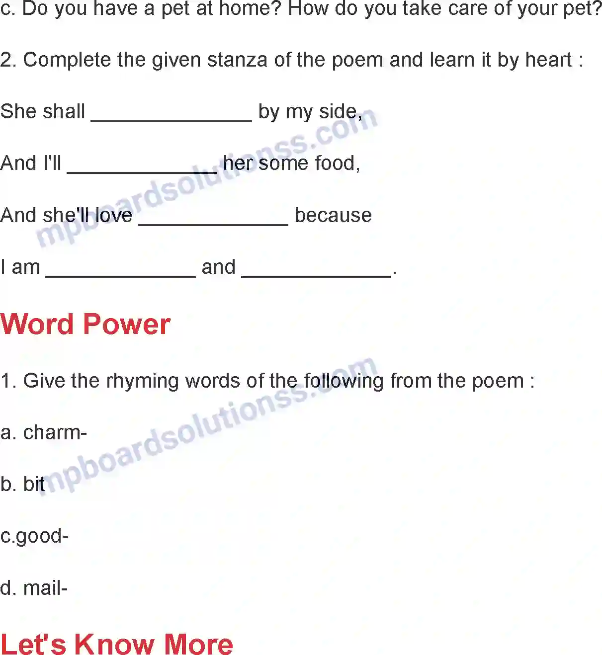 MP Board Book for Class 4 English Little Kitty Image 3
