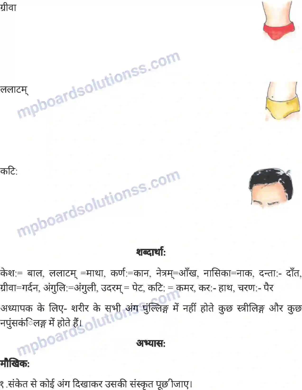 MP Board Book for Class 4 Sanskrit शरीरस्य अंगानि Image 2