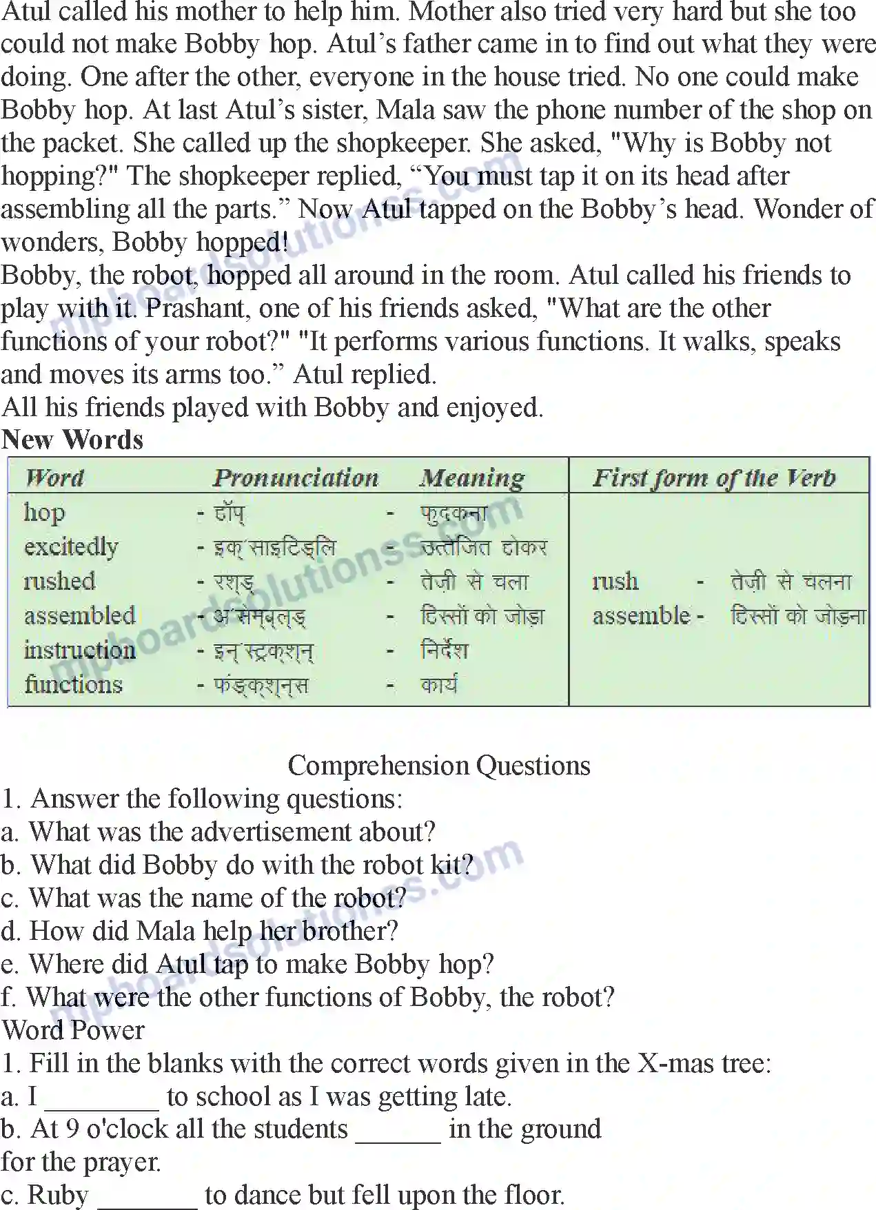 MP Board Book for Class 5 English Bobby The Robot Image 2
