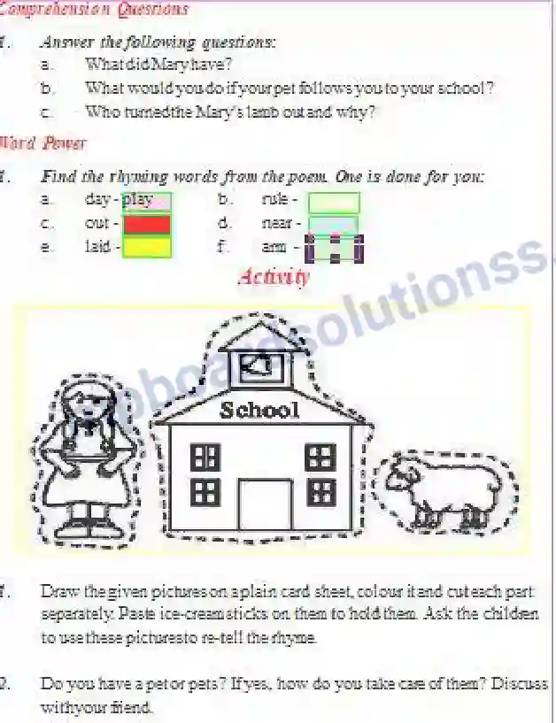 MP Board Book for Class 5 English Marys Lamb Image 2