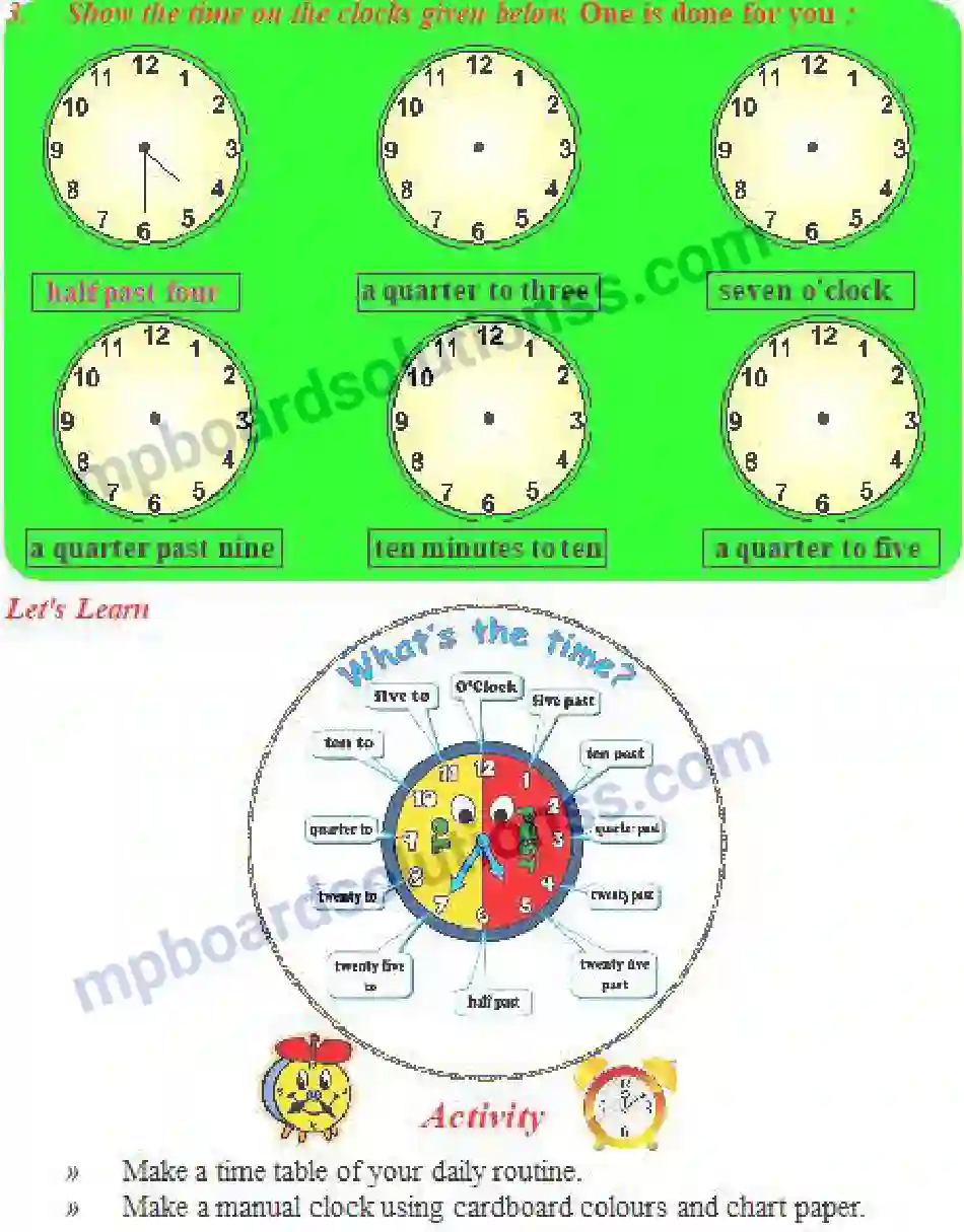 MP Board Book for Class 5 English The Clock Says Image 3