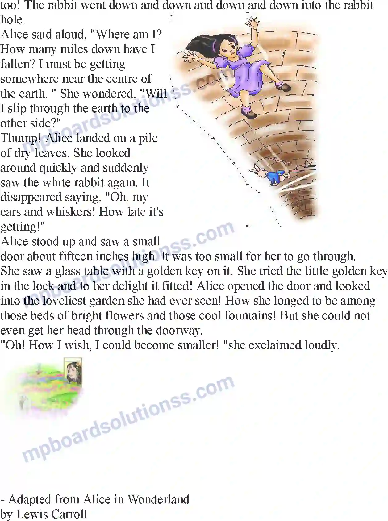 MP Board Book for Class 5 English Alice In The Wonderland Image 2