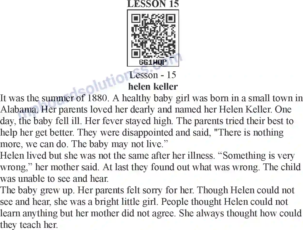 MP Board Book for Class 5 English Helen Keller Image 1