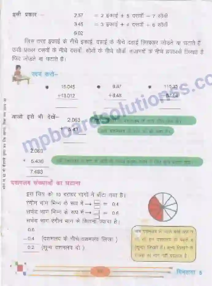 MP Board Book for Class 5 Mathematics दशमलव - जोड़-घटाना Image 4