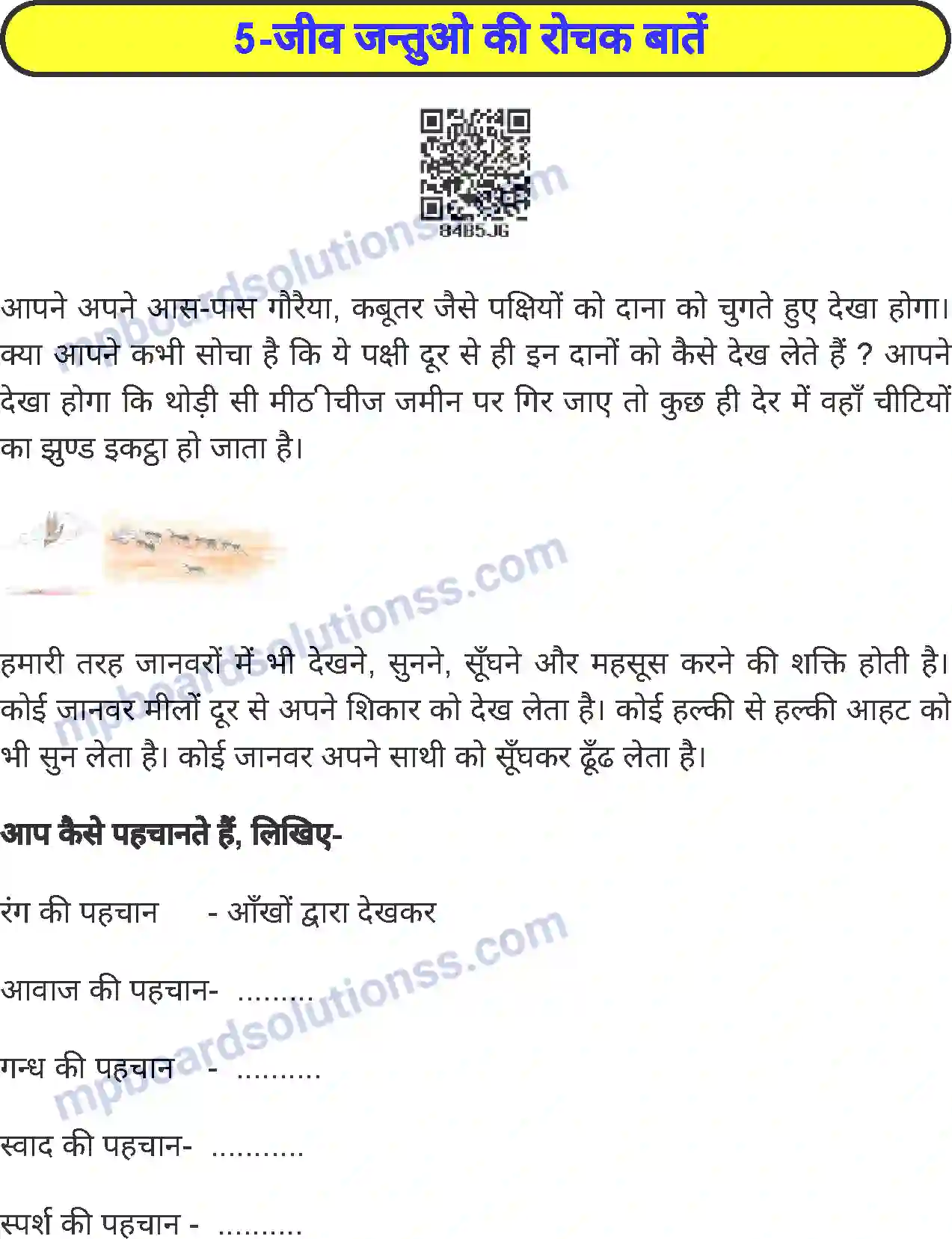 MP Board Book for Class 5 Environmental Studies जीव जंतुओं की रोचक बातें Image 1