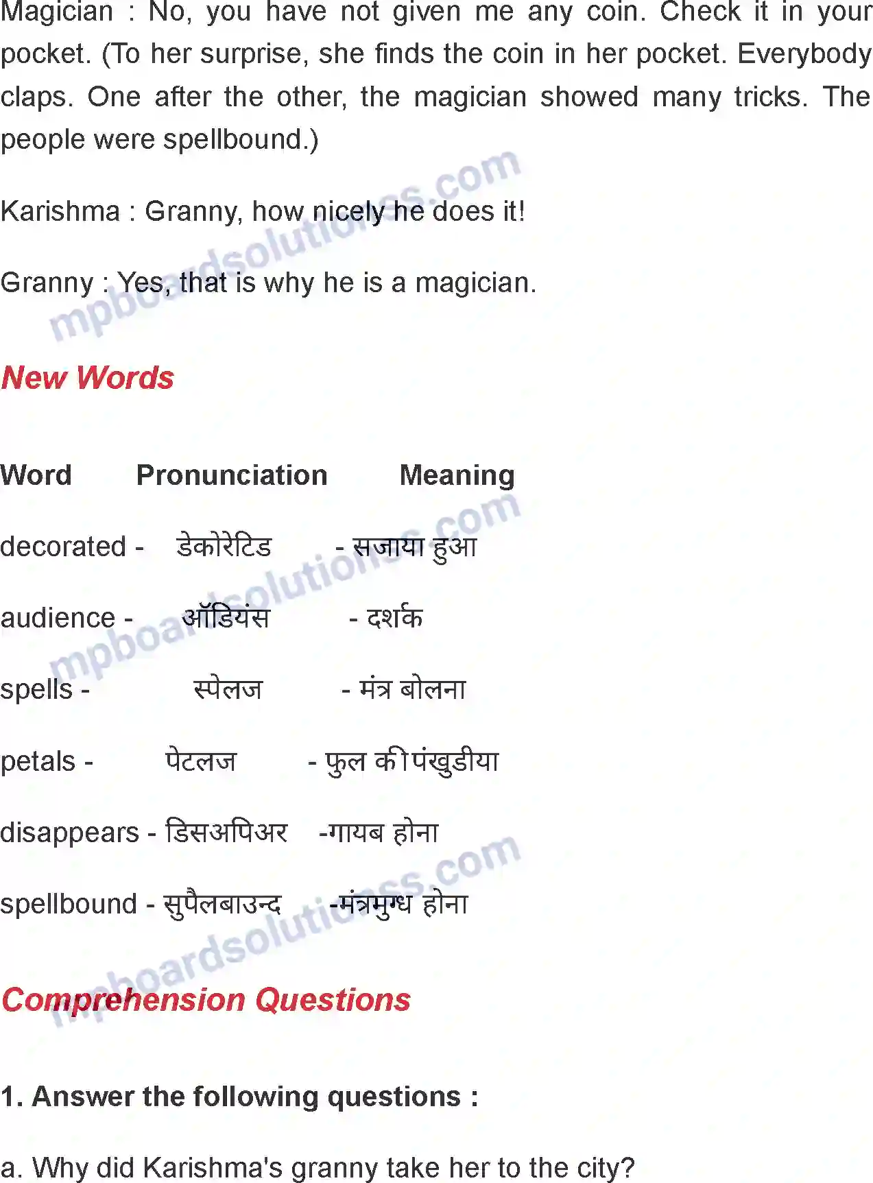 MP Board Book for Class 6 English The Magic Show Image 3