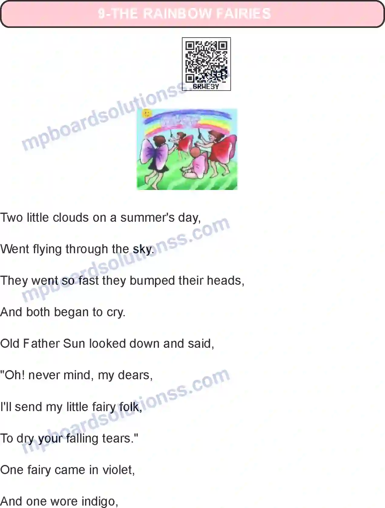 MP Board Book for Class 6 English The Rainbow Fairies Image 1