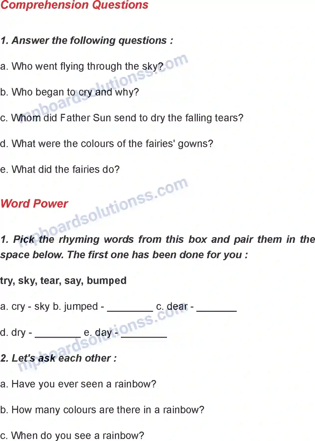 MP Board Book for Class 6 English The Rainbow Fairies Image 3