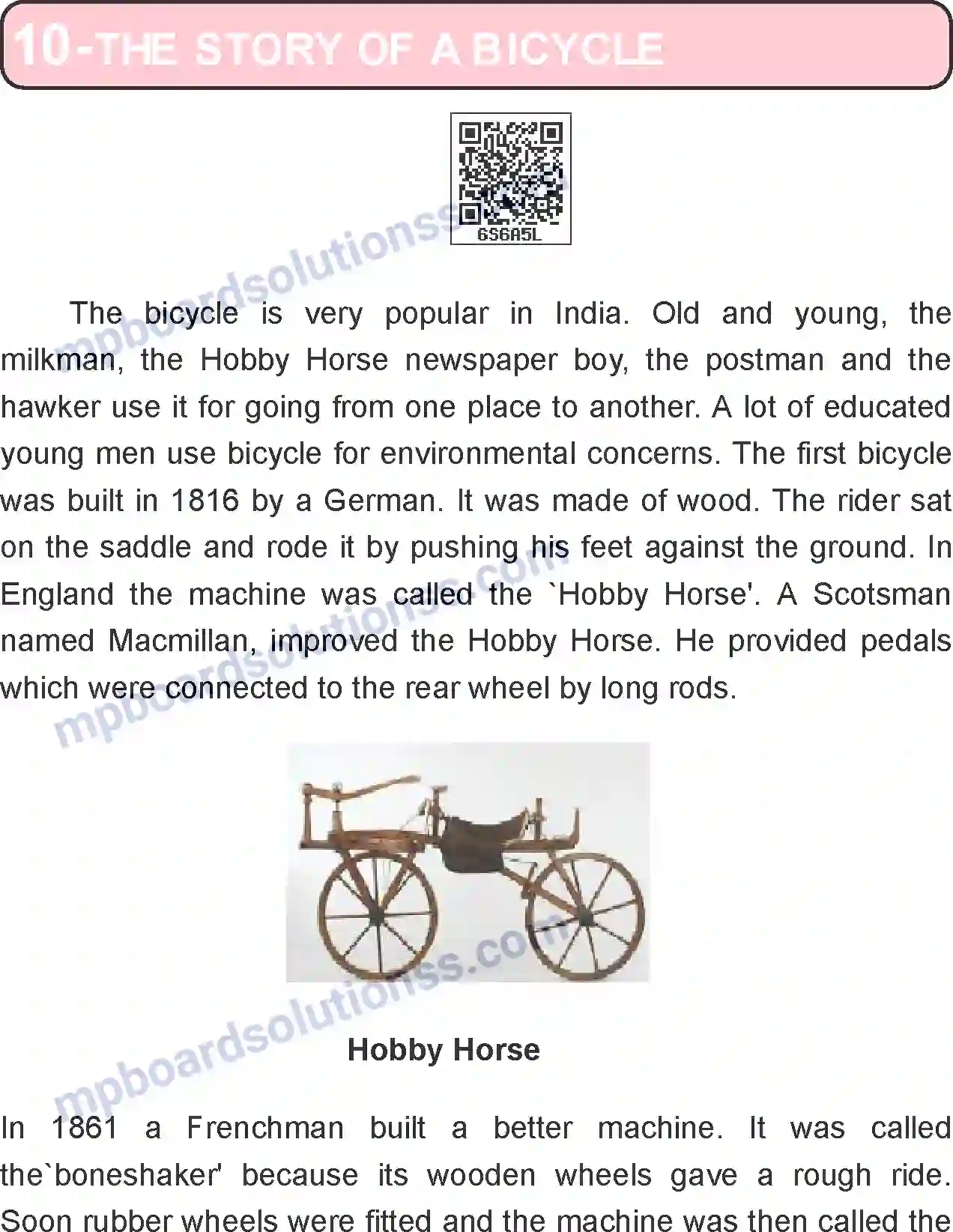 MP Board Book for Class 6 English The Story Of A Bicycle Image 1