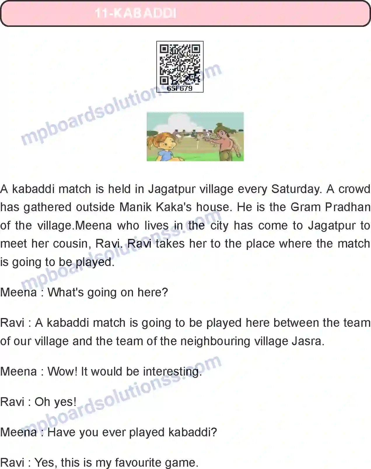 MP Board Book for Class 6 English Kabaddi Image 1