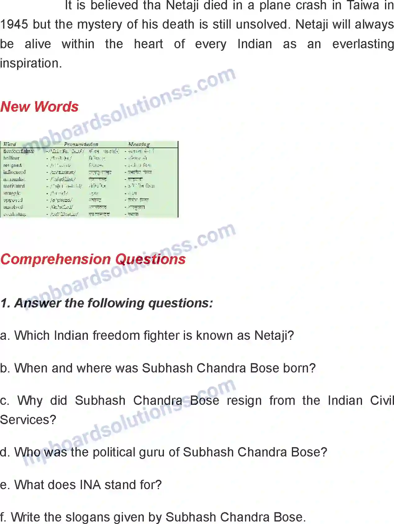 MP Board Book for Class 6 English Netaji Chandra Bose Image 2