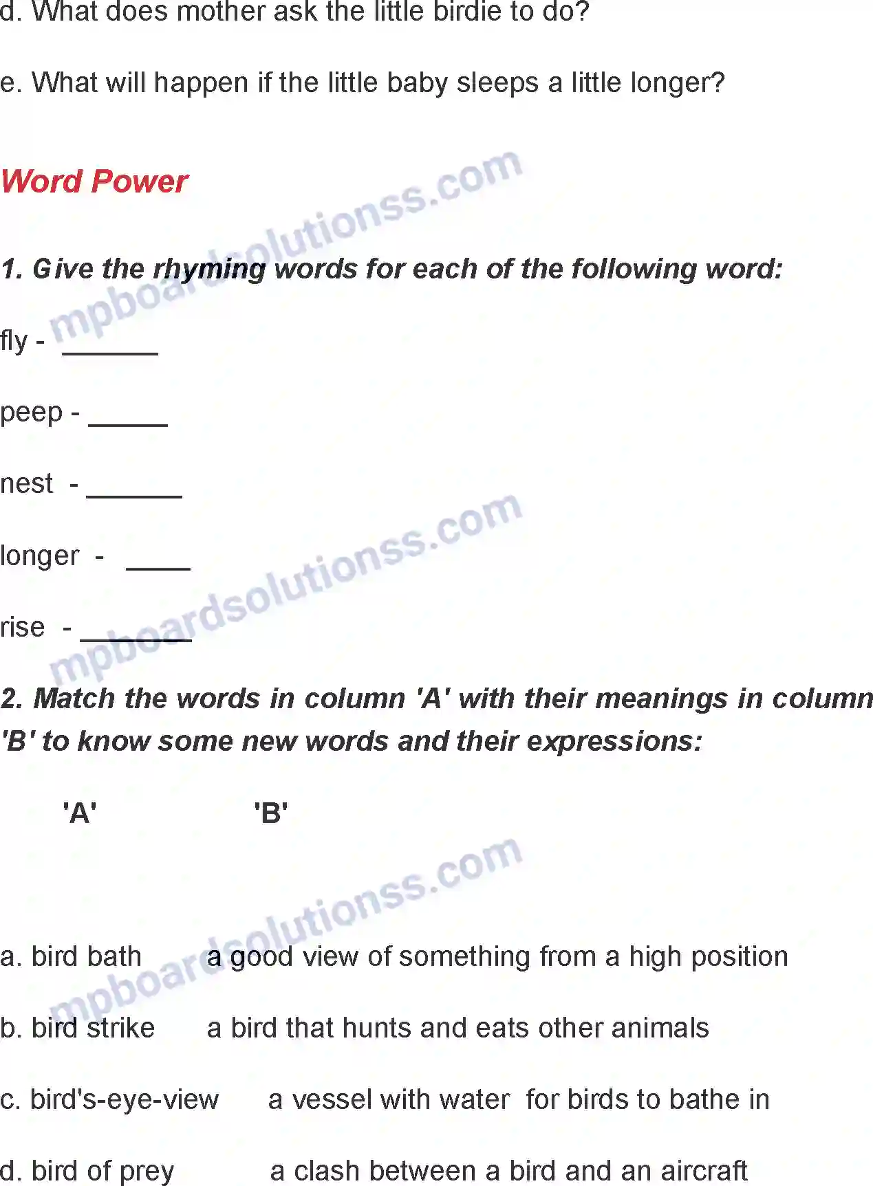MP Board Book for Class 7 English Little Birdie Image 3