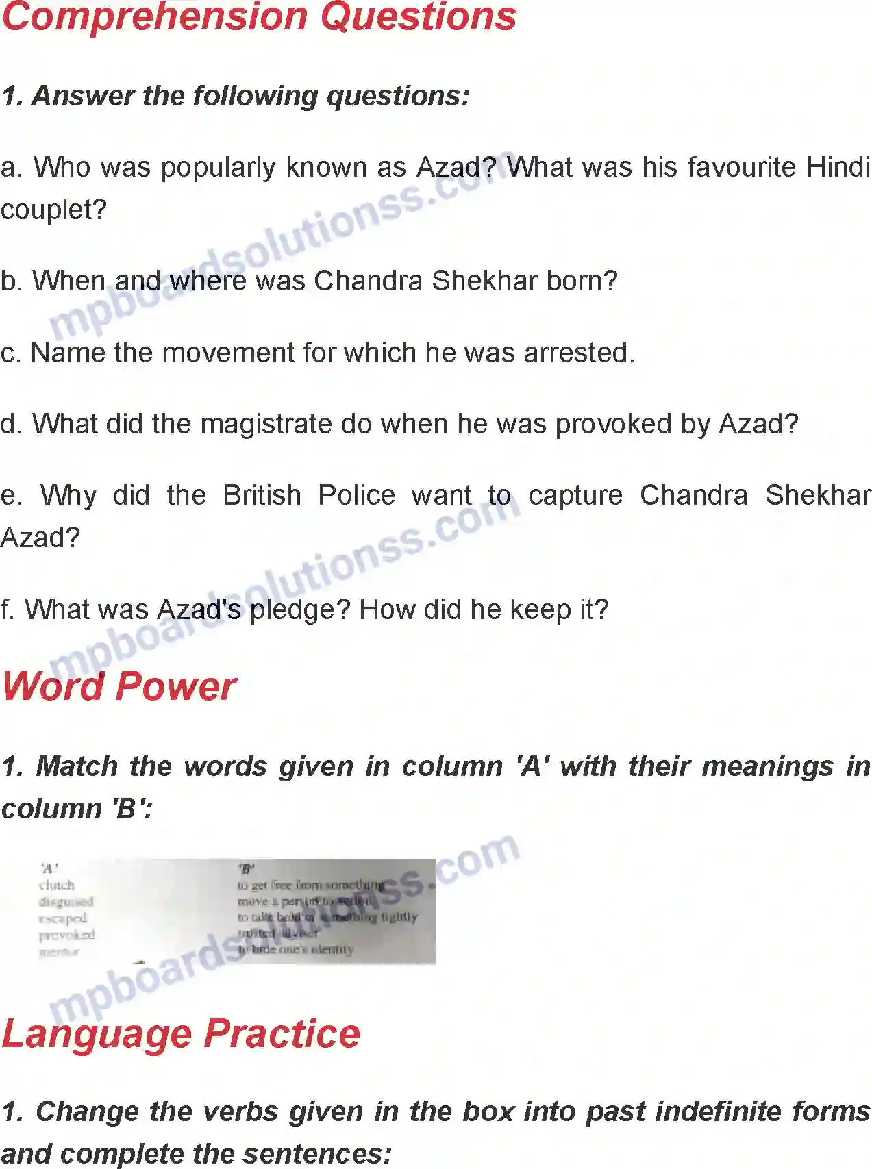 MP Board Book for Class 7 English Chandra Shekhar Azad Image 3