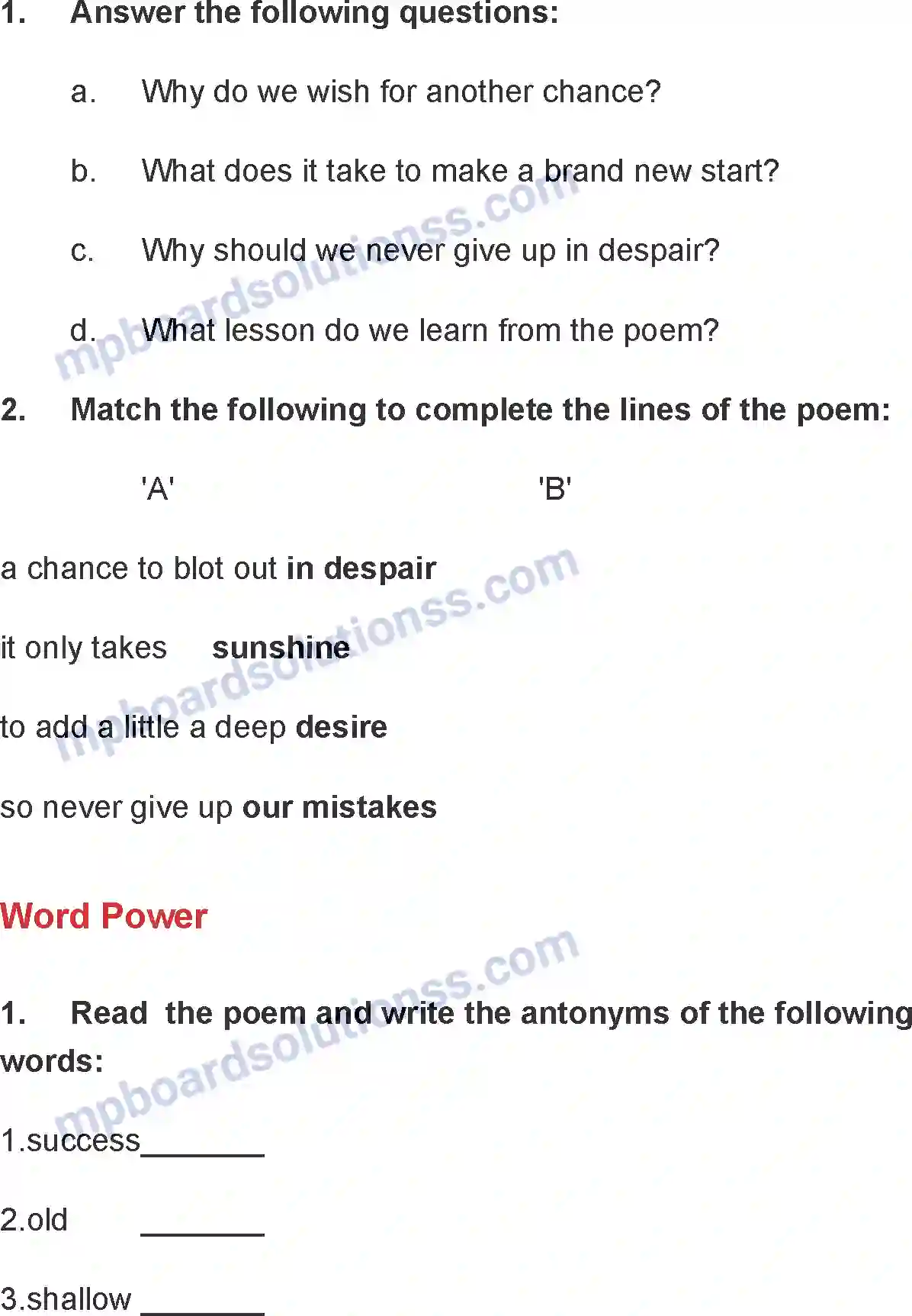 MP Board Book for Class 8 English Another Chance Image 3