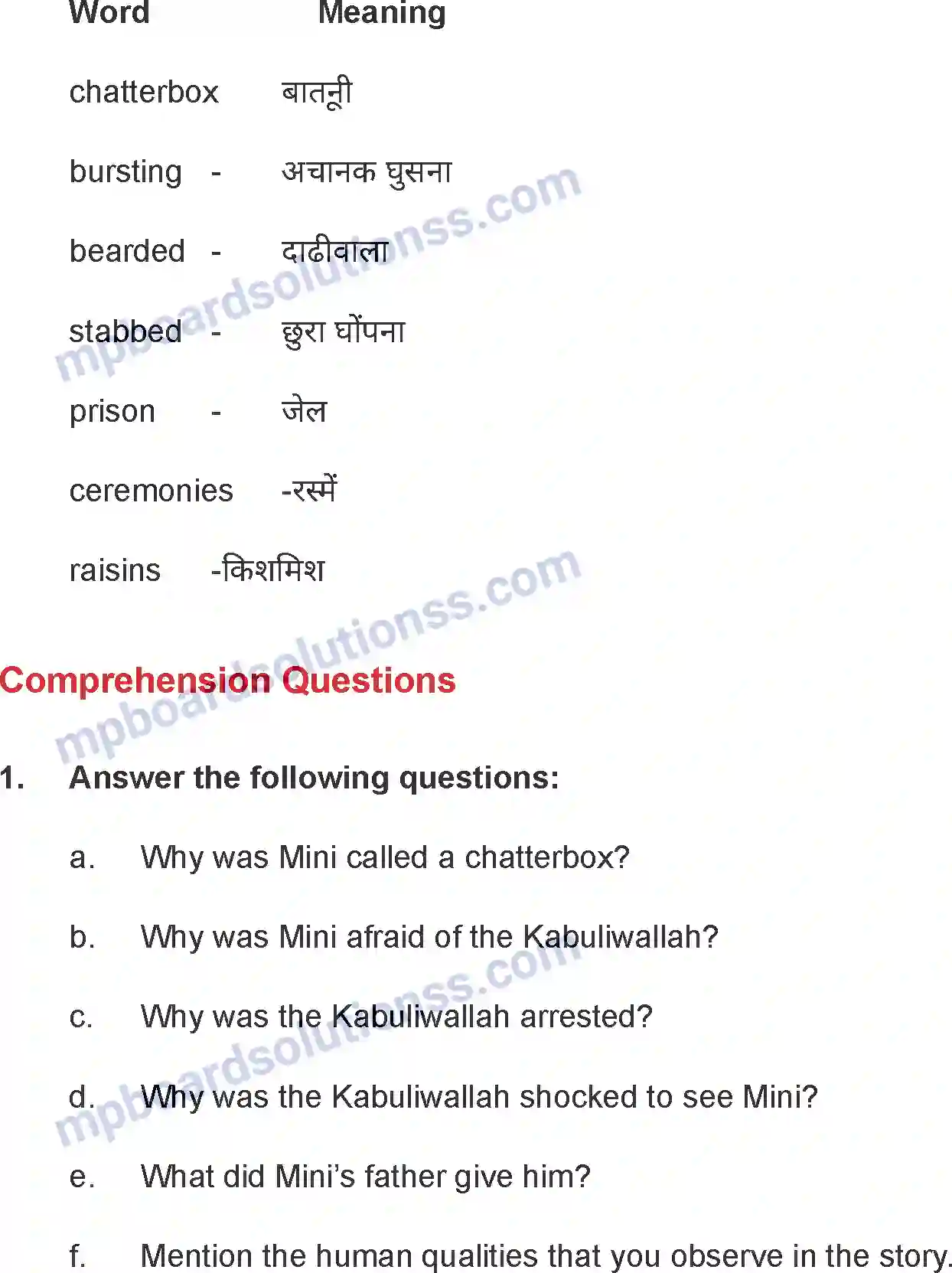 MP Board Book for Class 8 English The Kabuliwallah Image 4
