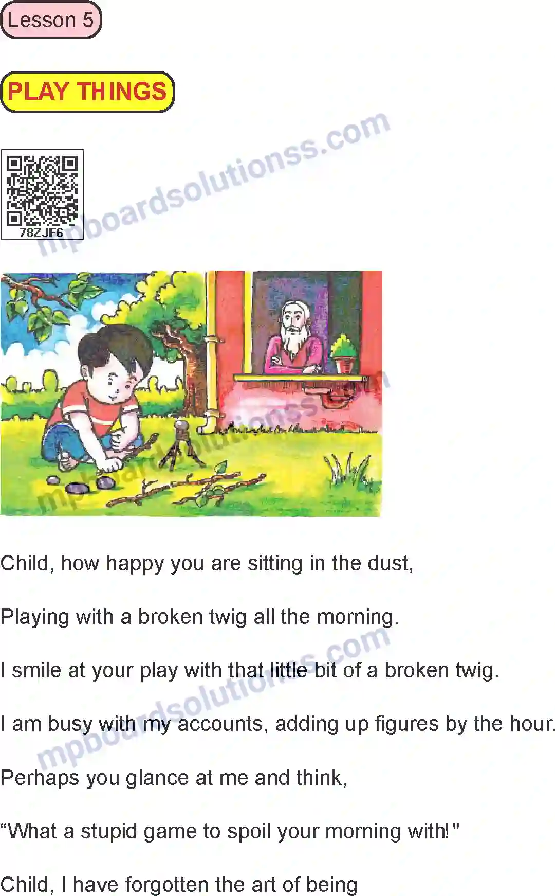 MP Board Book for Class 8 English Play Things Image 1