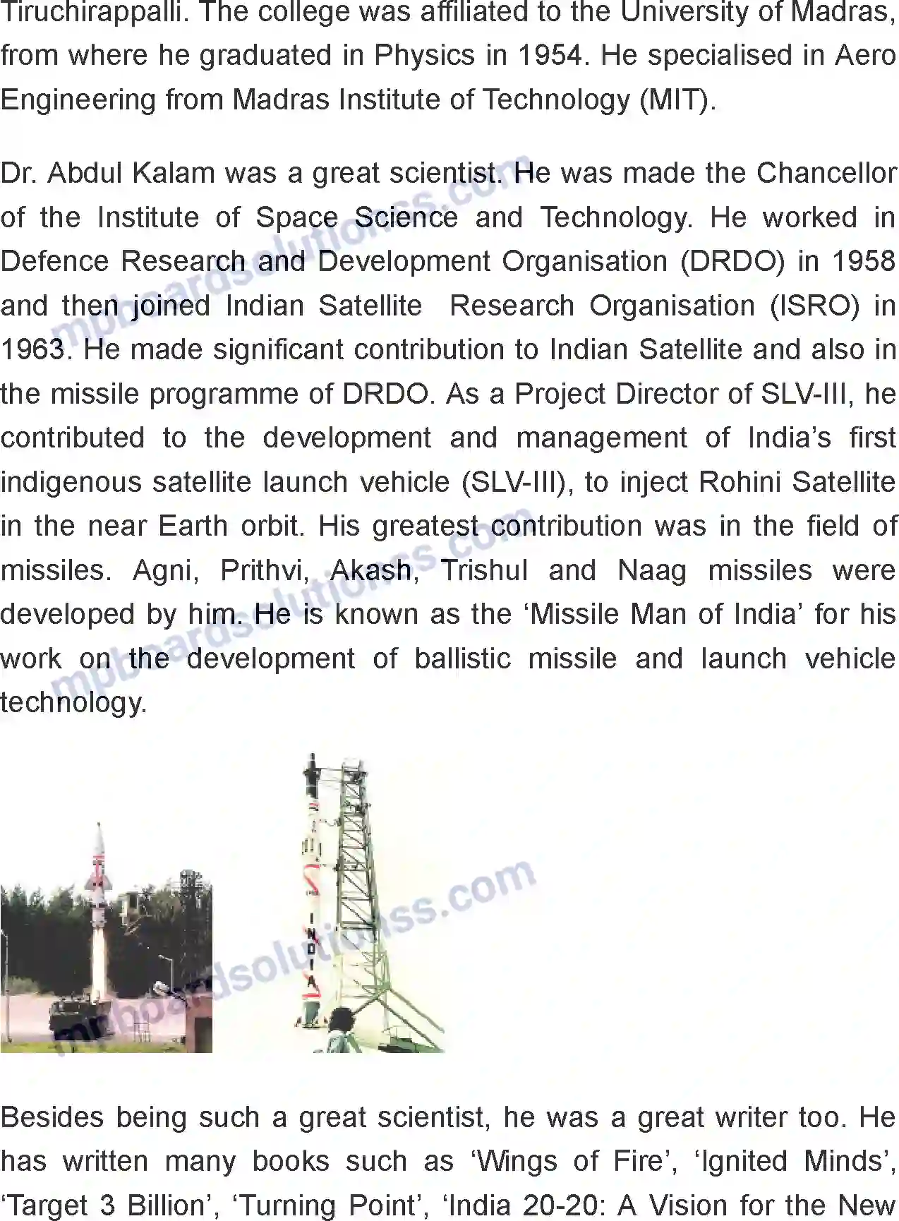 MP Board Book for Class 8 English The Missile Man Of India Image 2