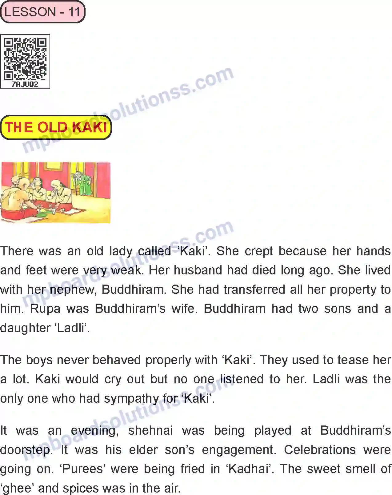 MP Board Book for Class 8 English The Old Kaki Image 1