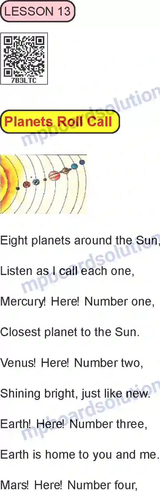 MP Board Book for Class 8 English Planets Roll Call Image 1