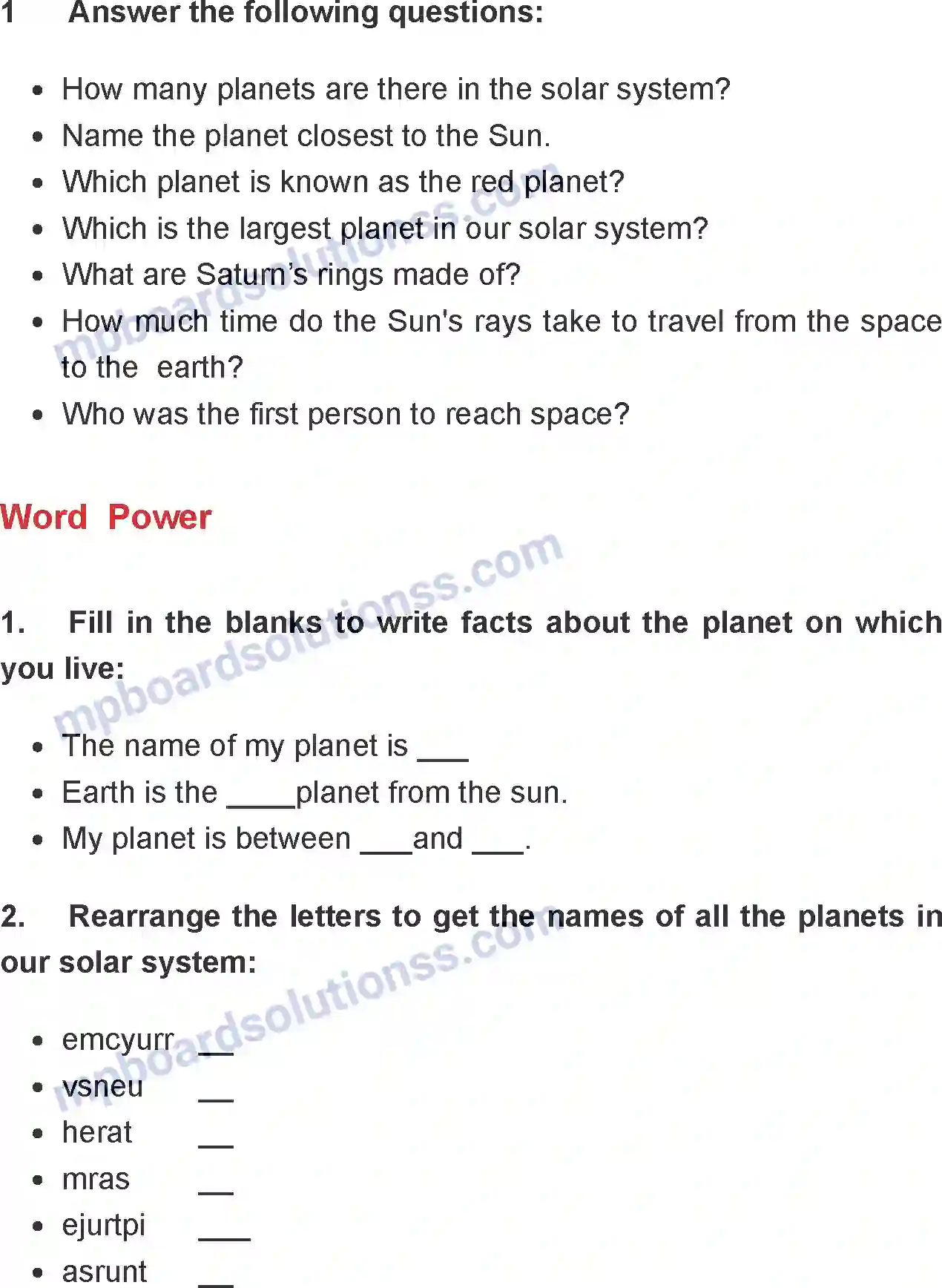 MP Board Book for Class 8 English Planets Roll Call Image 3