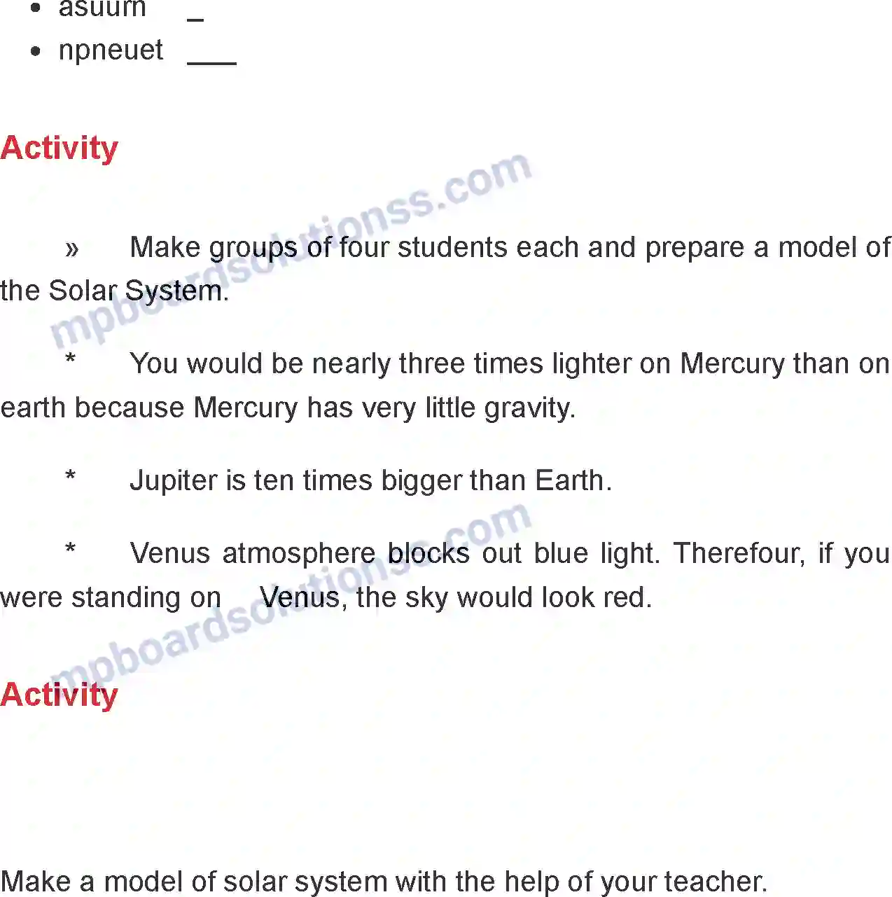 MP Board Book for Class 8 English Planets Roll Call Image 4