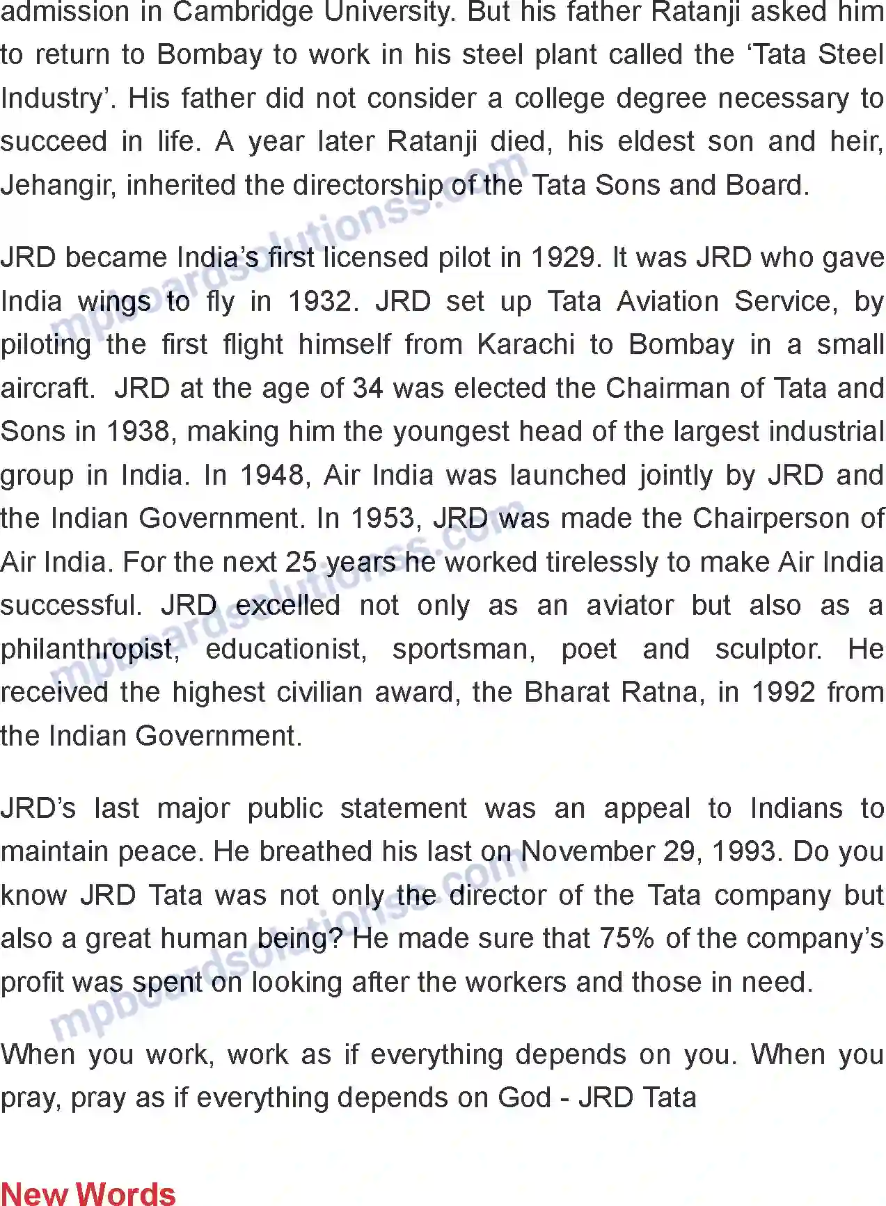 MP Board Book for Class 8 English The Man Who Gave India Wings Image 2