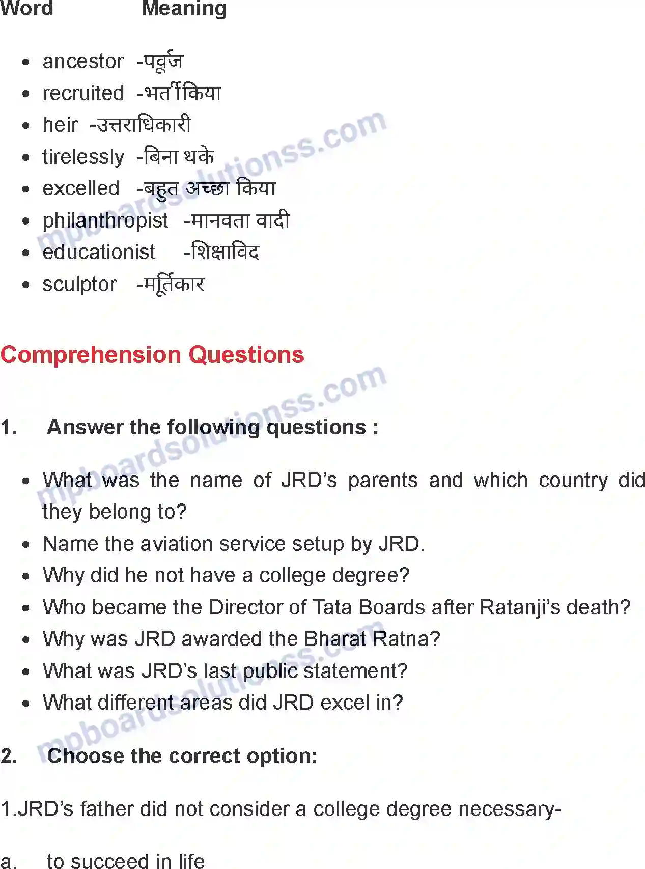 MP Board Book for Class 8 English The Man Who Gave India Wings Image 3