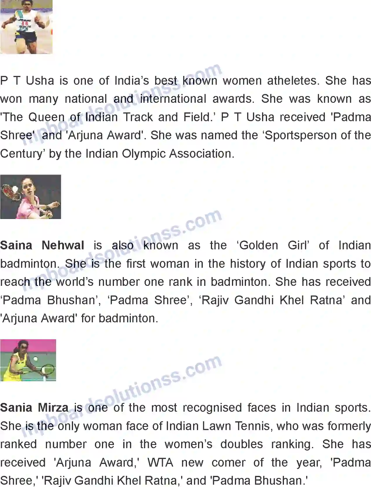 MP Board Book for Class 8 English The Glorious Sportswomen Of India Image 2