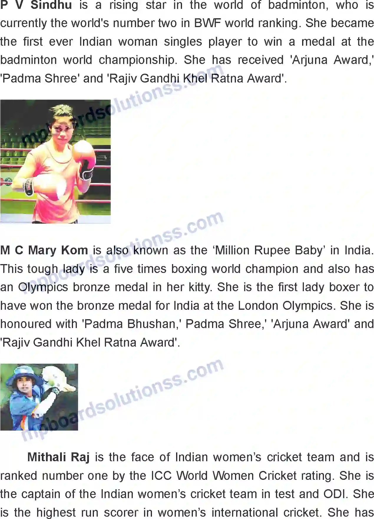 MP Board Book for Class 8 English The Glorious Sportswomen Of India Image 3