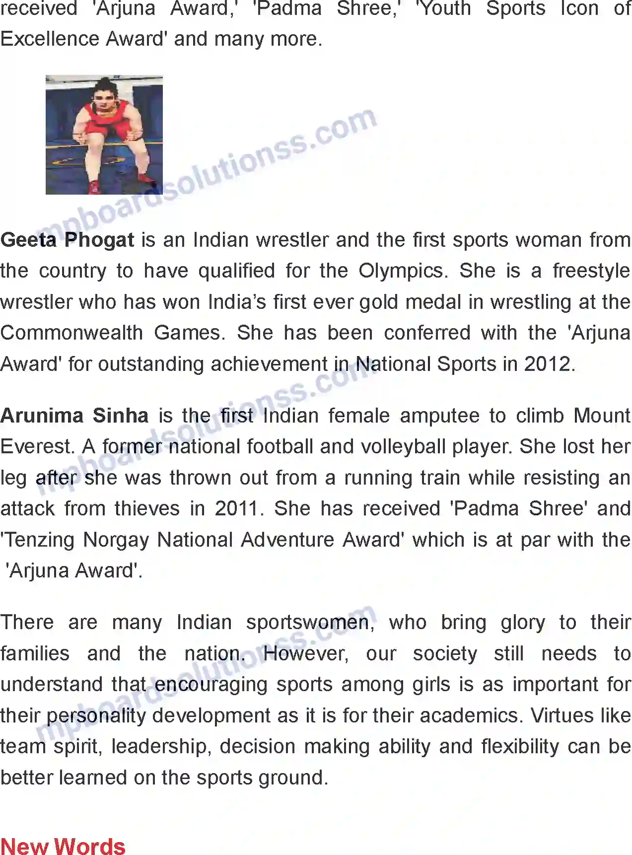 MP Board Book for Class 8 English The Glorious Sportswomen Of India Image 4