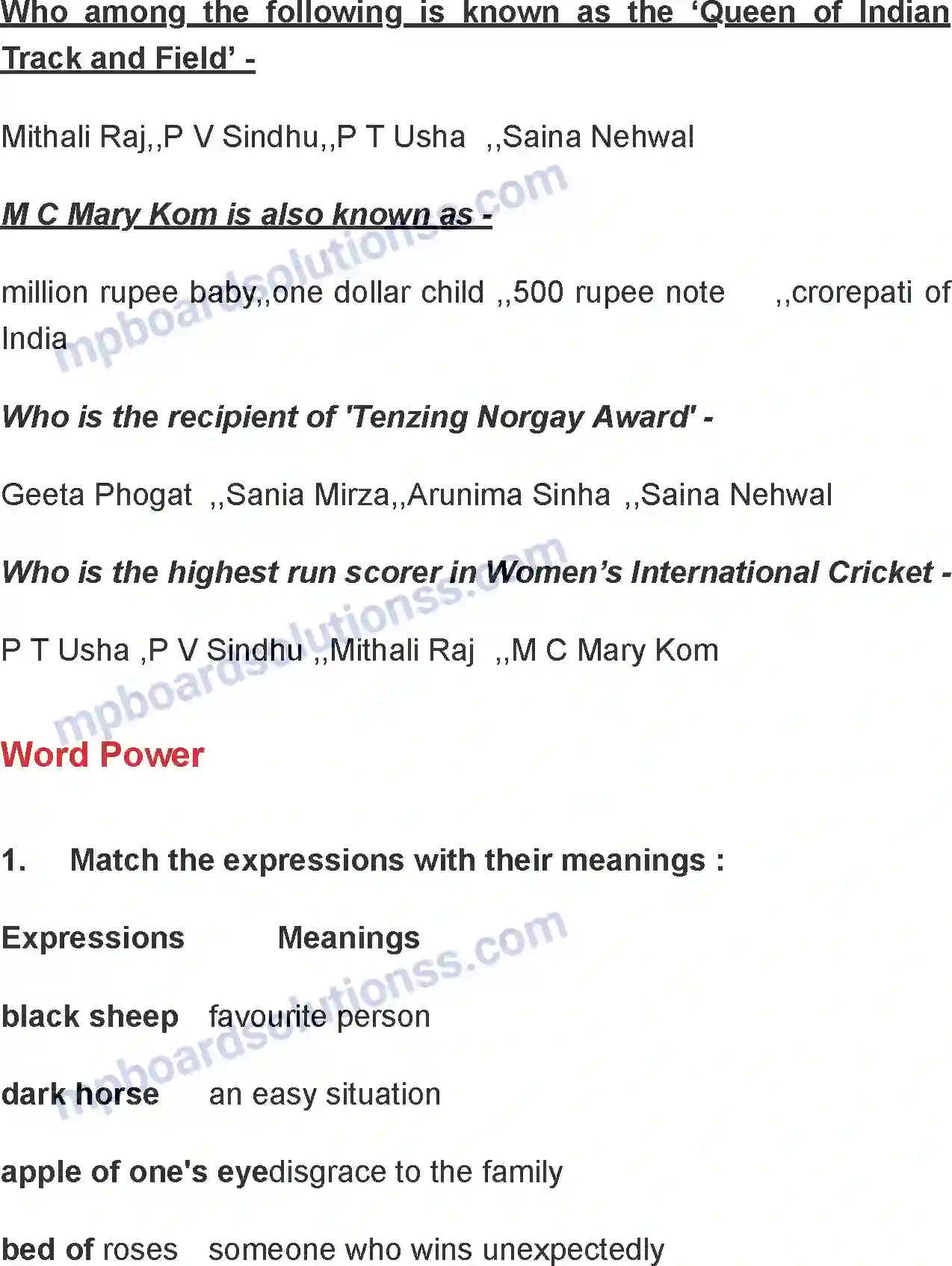 MP Board Book for Class 8 English The Glorious Sportswomen Of India Image 6