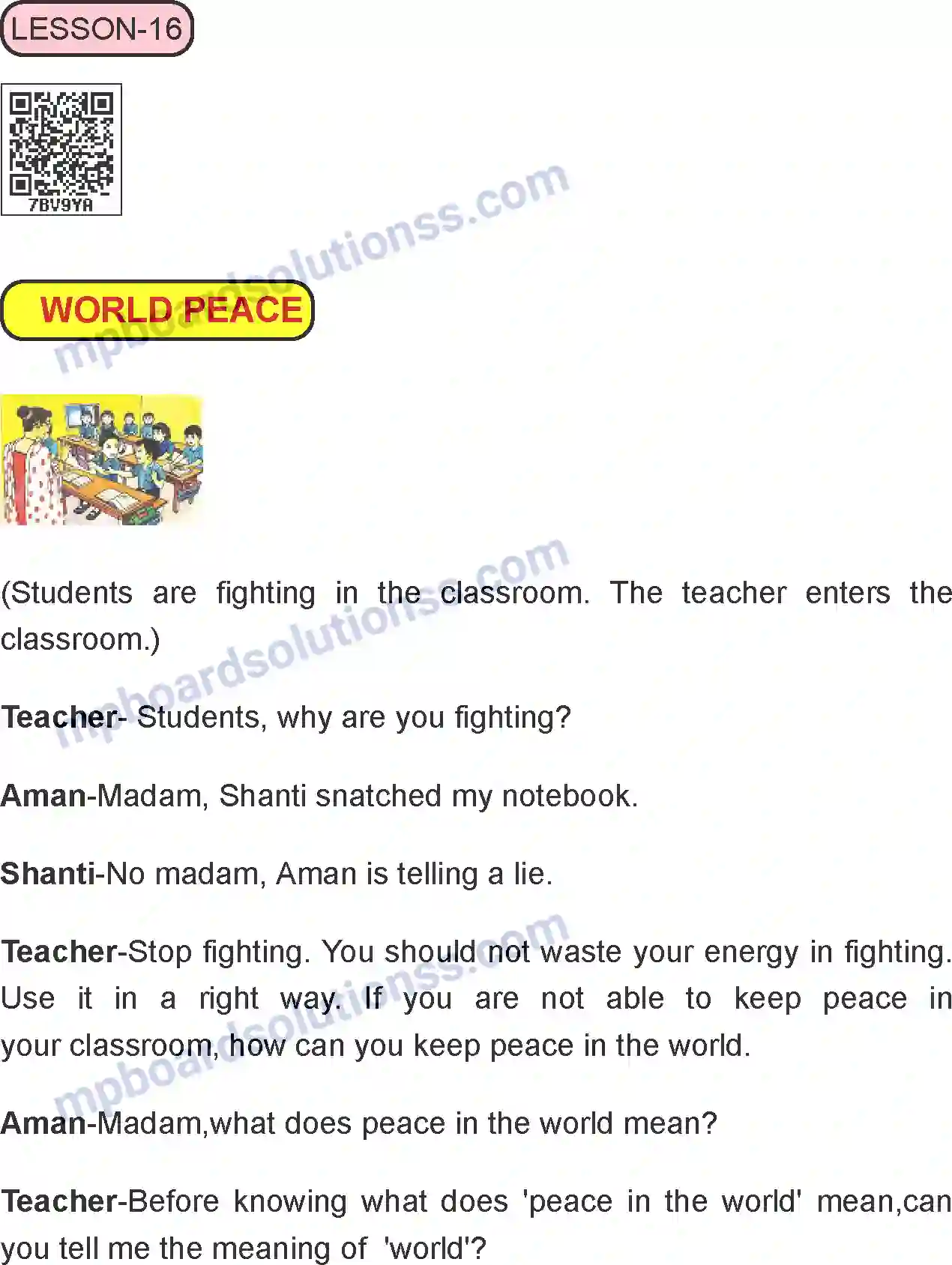 MP Board Book for Class 8 English World Peace Image 1
