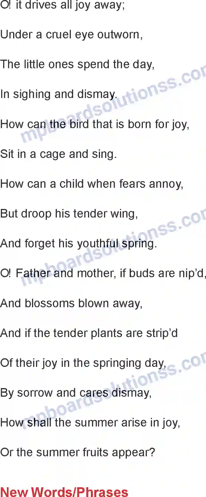 MP Board Book for Class 8 English The School Boy Image 2