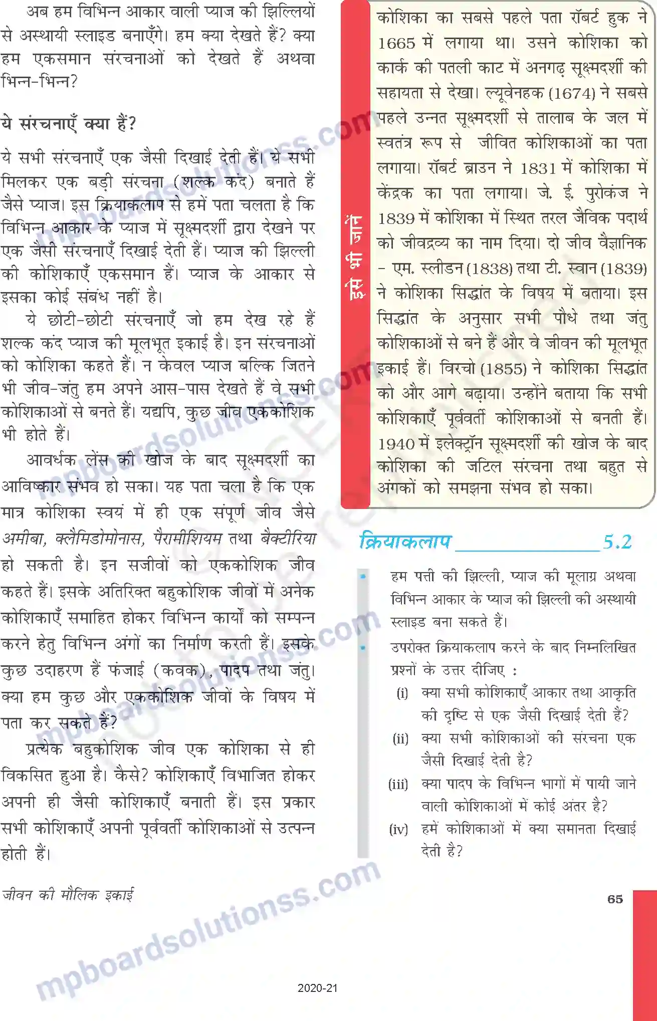 MP Board Book for Class 9 Science जीवन की मौलिक इकाई Image 2