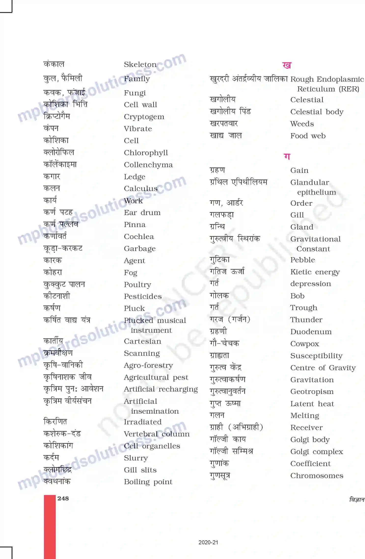 MP Board Book for Class 9 Science पारिभाषिक शब्दावली Image 4