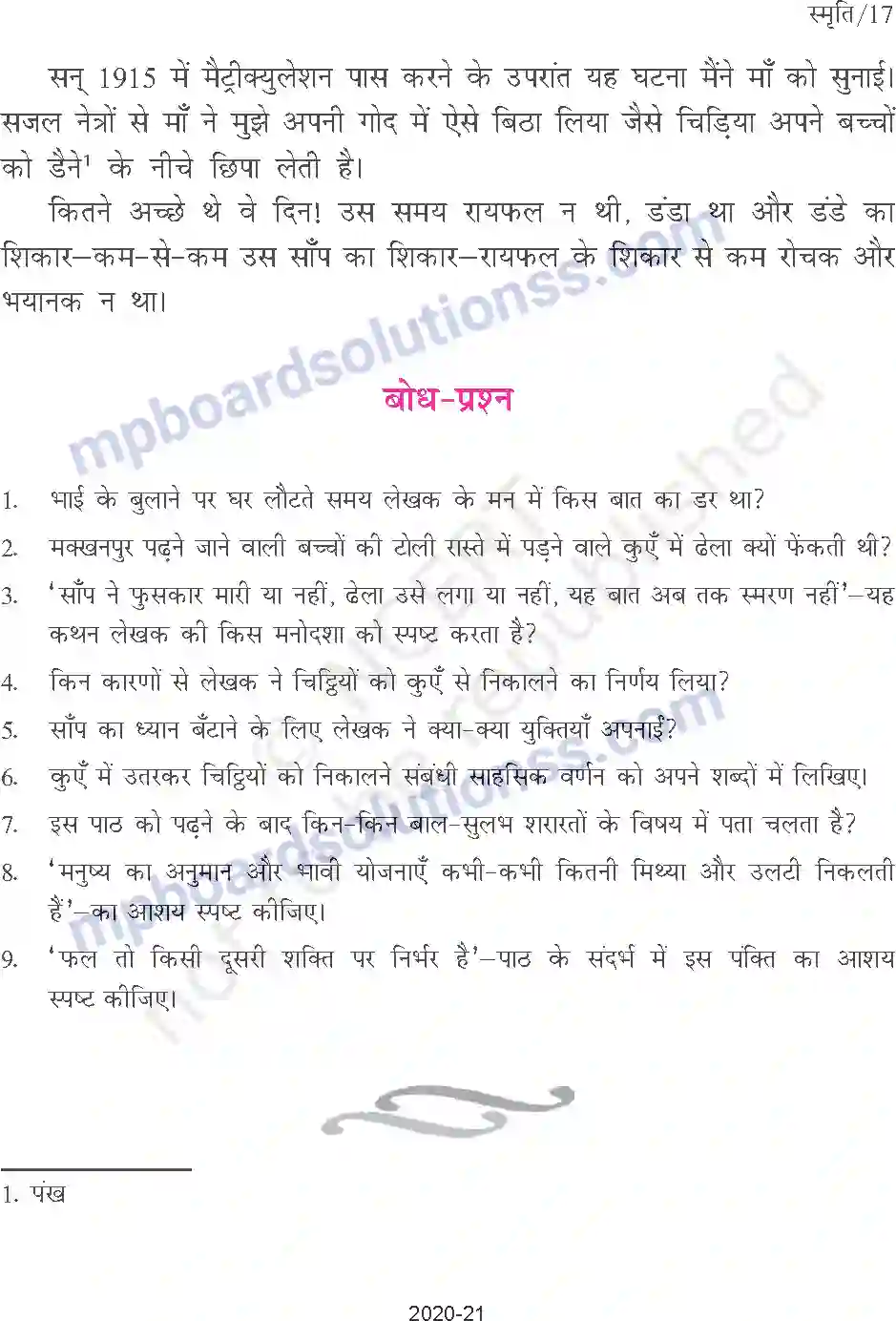 MP Board Book for Class 9 Hindi स्मृति Image 10