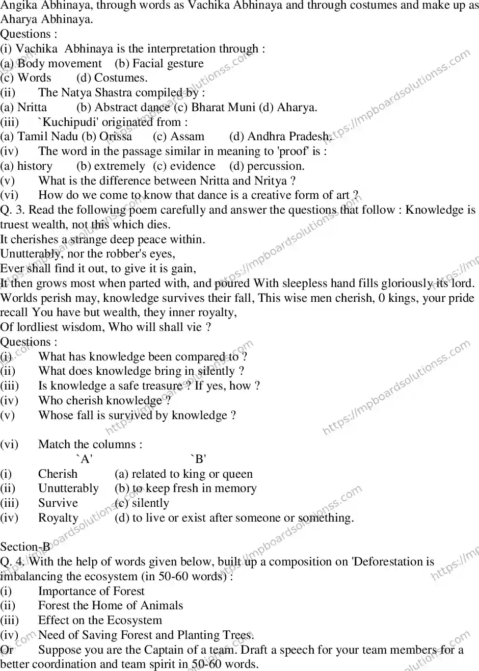 MP Board Class 10 Special English-887775 Final Paper 2013 Image 2