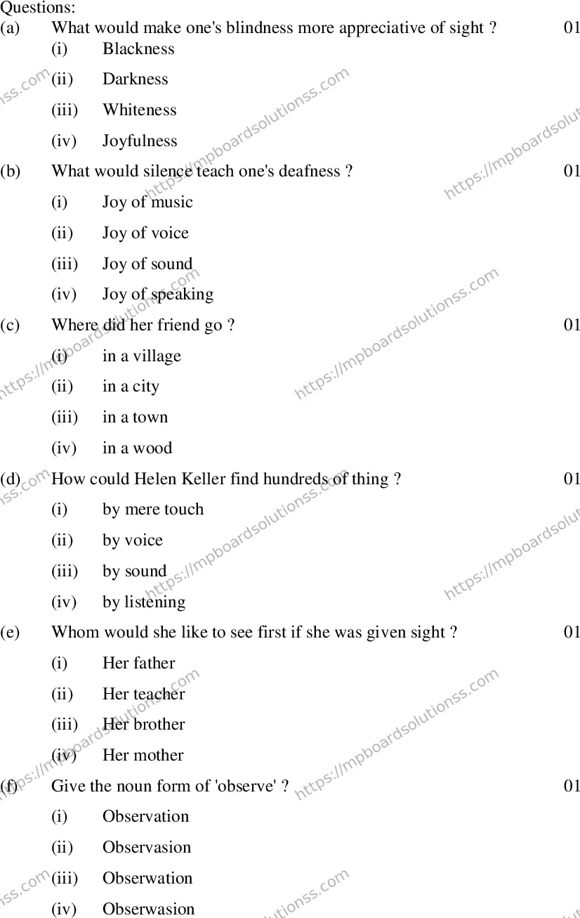 MP Board Class 12 General English With Answer-828045 Final Paper 2012 Image 3
